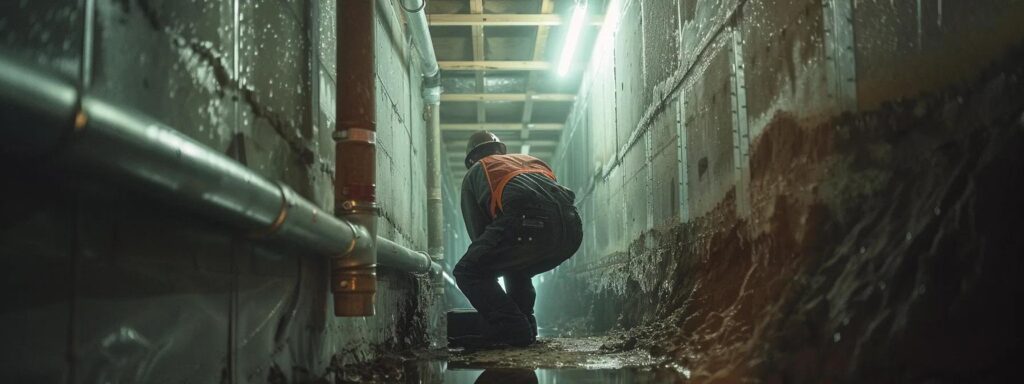 a diligent professional applies cutting-edge waterproofing technology to a freshly excavated basement space, showcasing the transformative process of protecting canton homes from water damage.