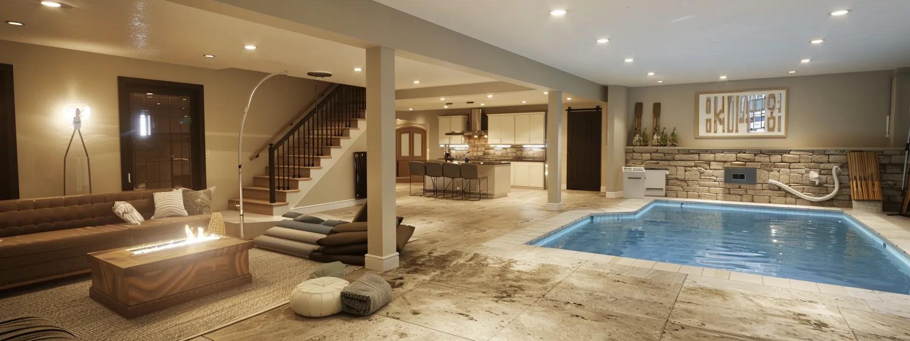 a meticulously arranged basement interior showcases advanced waterproofing technology with modern equipment, emphasizing professional solutions to combat hydrostatic pressure and foundation cracks in canton, ohio properties.