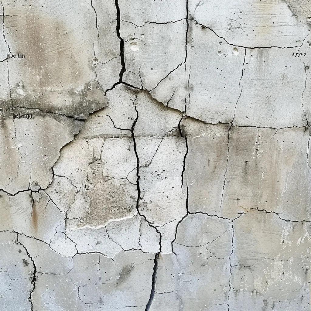 Illustration of different types of foundation cracks on a concrete wall